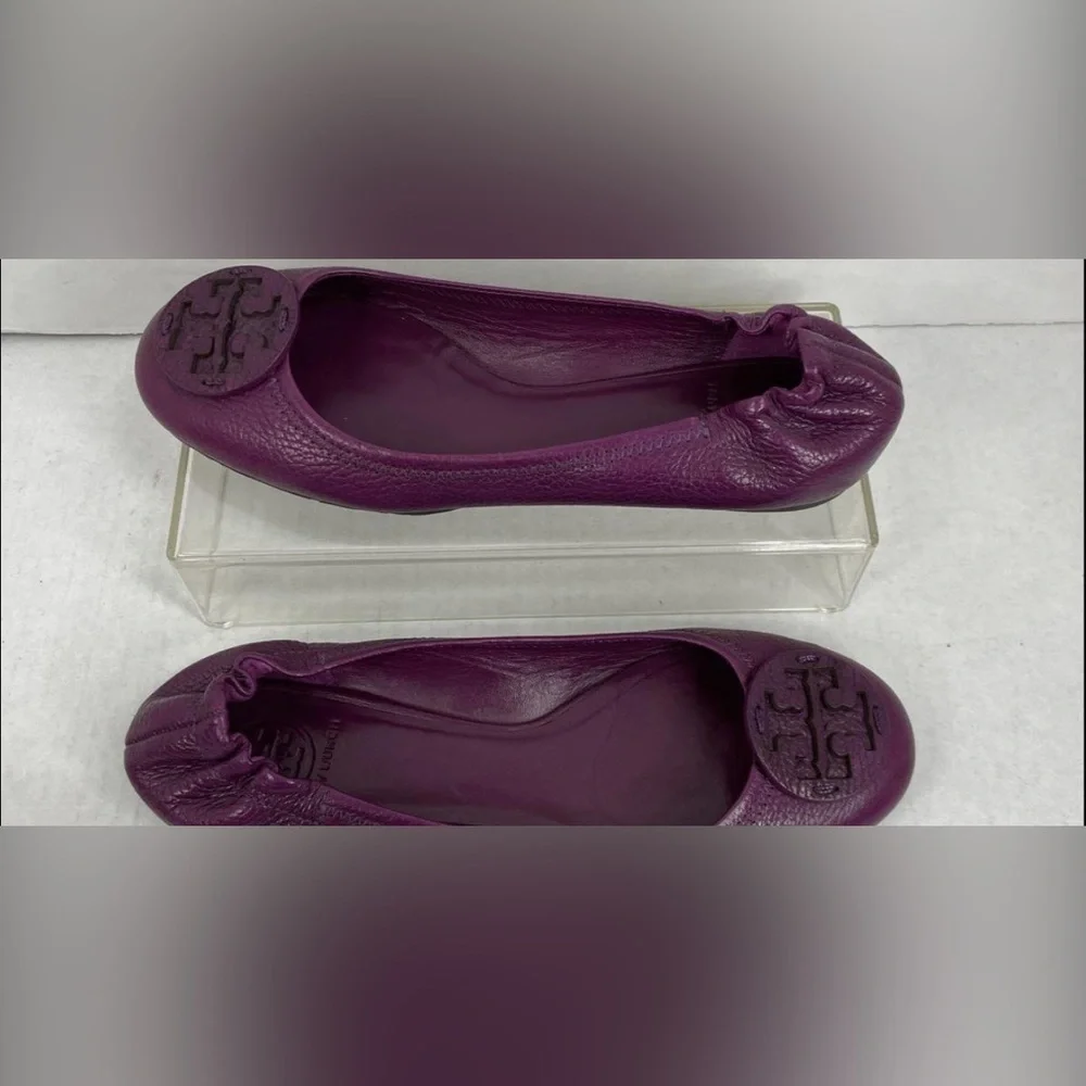 TORY BURCH Purple Leather Reva Ballet Flats Size 8